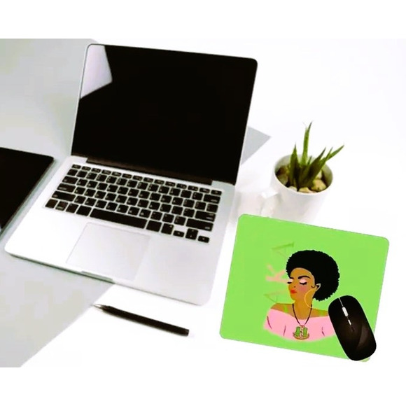 AKA Alpha Kappa Alpha Mouse Pad Pink and Green with Lady Print - Picture 4 of 4